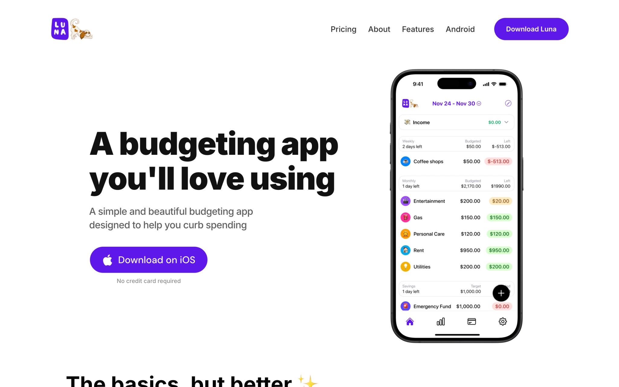Luna Budgeting App
